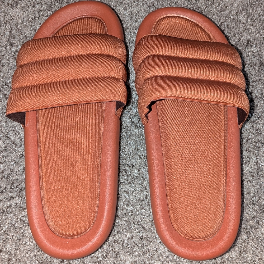 Rust Brown  (Orange) Slide Sandals
